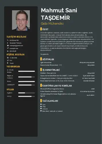 Gıda Mühendisi CV Örnekleri cv indir